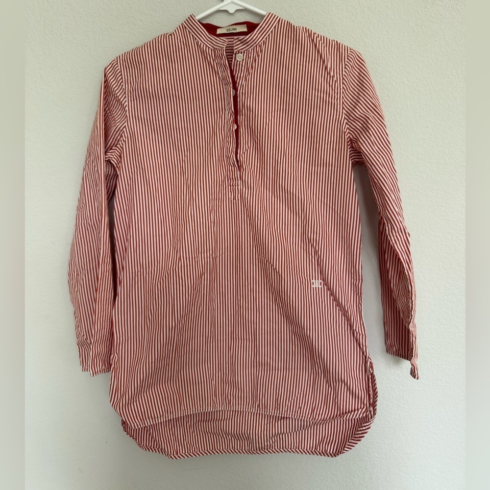 Vintage CELINE Stripe Shirt 36 - Picture 3 of 6